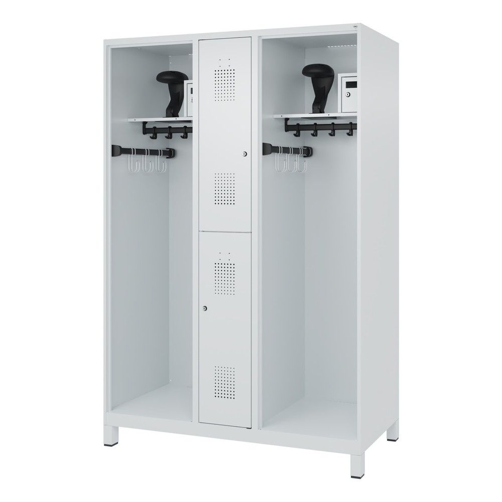 Numéro de l'image du produit 5: C+P Vestiaire pompier MAXI, pieds, HxlxP 1 850 x 1 300 x 600 mm, gris clair, avec support de casque