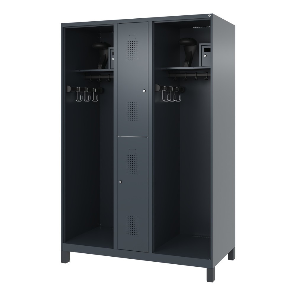 Numéro de l'image du produit 5: C+P Vestiaire pompier MAXI, pieds, HxlxP 1 850 x 1 300 x 600 mm, gris anthracite, avec support de casque