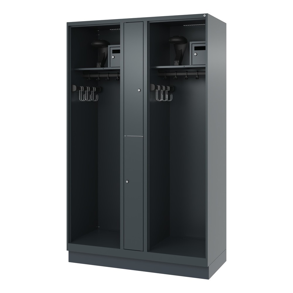 Numéro de l'image du produit 5: C+P Vestiaire pompier MAXI, socle, HxlxP 1 850 x 1 200 x 500 mm, gris anthracite, avec support de casque