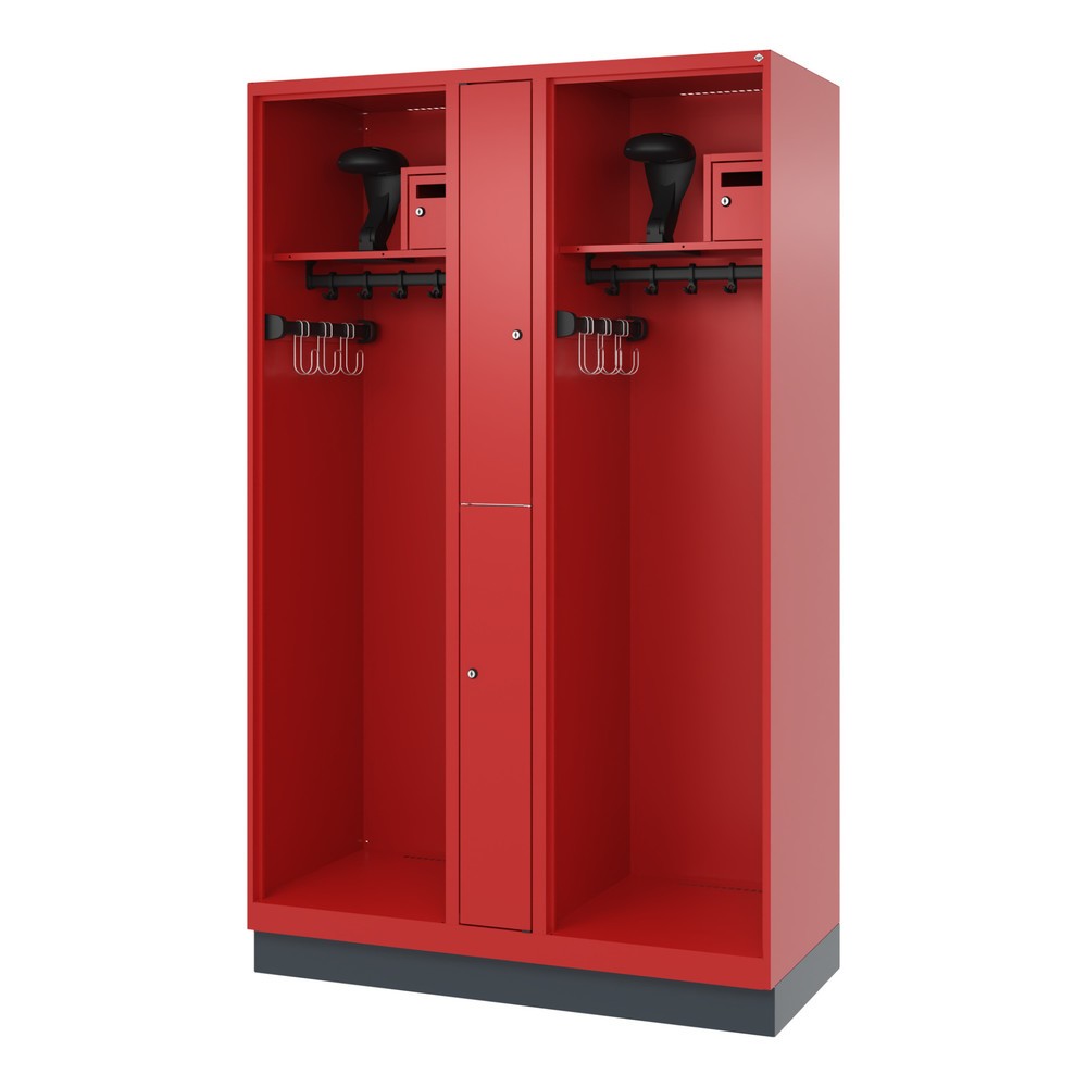 Numéro de l'image du produit 5: C+P Vestiaire pompier MAXI, socle, HxlxP 1 850 x 1 200 x 500 mm, rouge feu, avec support de casque