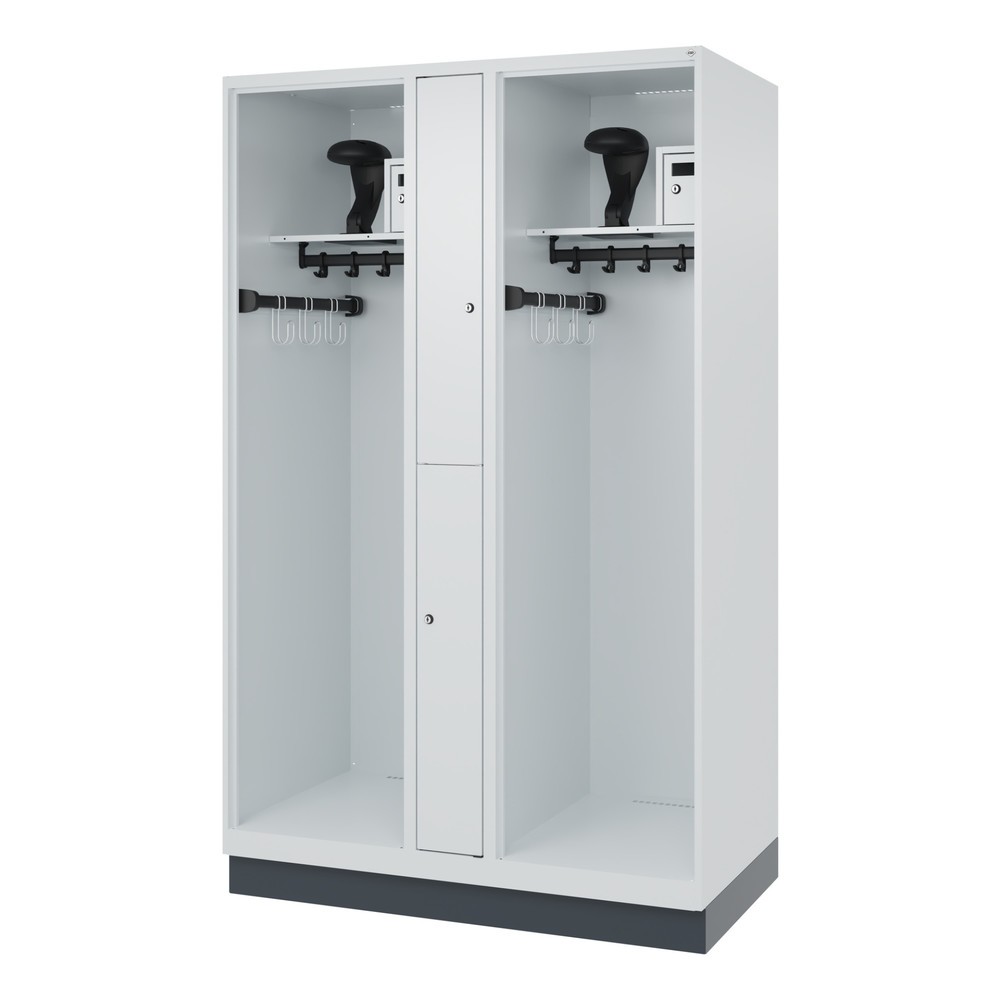 Numéro de l'image du produit 5: C+P Vestiaire pompier MAXI, socle, HxlxP 1 850 x 1 200 x 600 mm, gris clair, avec support de casque