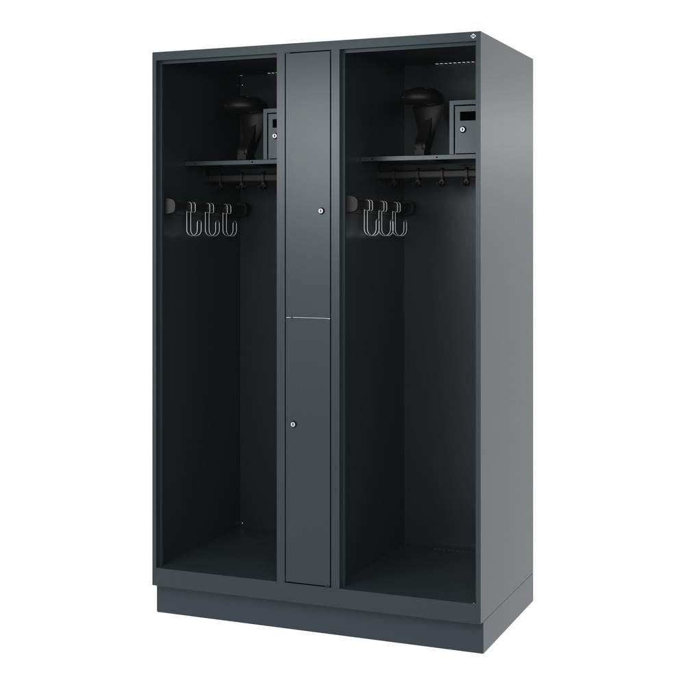 Numéro de l'image du produit 5: C+P Vestiaire pompier MAXI, socle, HxlxP 1 850 x 1 200 x 600 mm, gris anthracite, avec support de casque