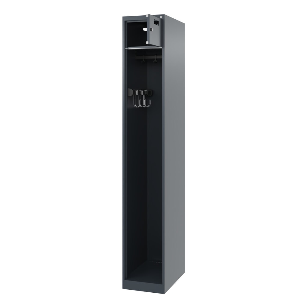 C+P Vestiaire pompier PRAKTUS, patins, 1 compartiment, HxlxP 1 850 x 300 x 500 mm, gris anthracite N° de l'image du produit 1 : C+P Vestiaire pompier PRAKTUS, patins, 1 compartiment, HxlxP 1 850 x 300 x 500 mm, gris anthracite
