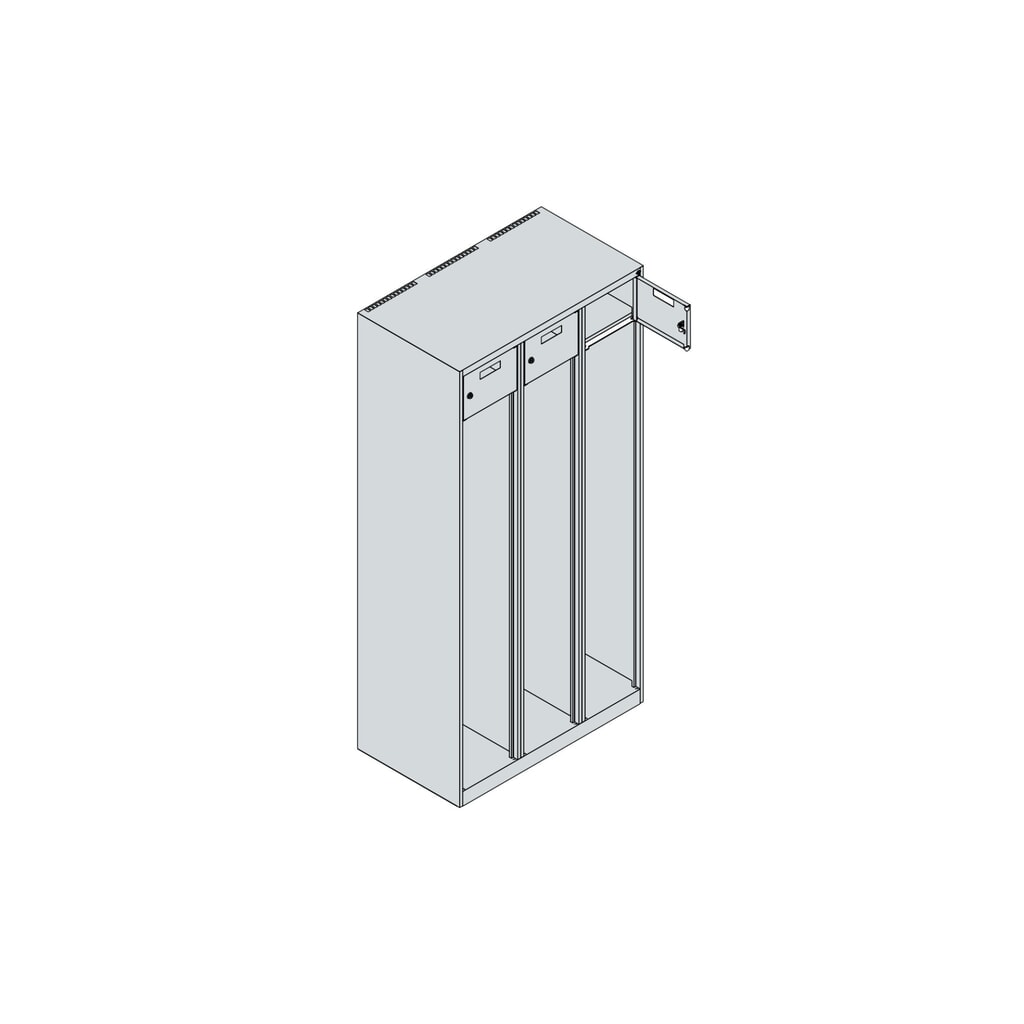 C+P Vestiaire pompier PRAKTUS, patins, 3 compartiments, HxlxP 1 850 x 900 x 500 mm, gris anthracite, avec support de casque N° de l'image du produit 4 : C+P Vestiaire pompier PRAKTUS, patins, 3 compartiments, HxlxP 1 850 x 900 x 500 mm, gris anthracite, avec support de casque