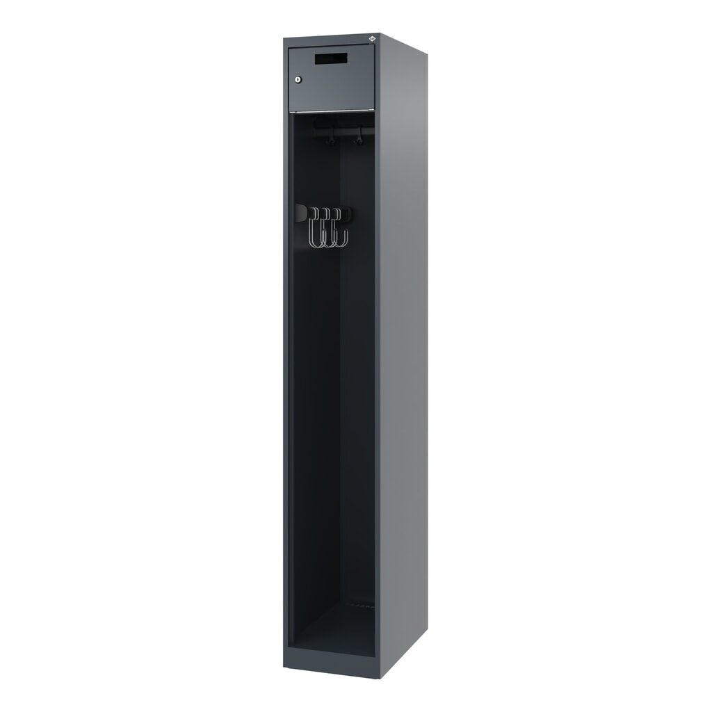 N° de l'image du produit 5 : C+P Vestiaire pompier PRAKTUS, patins, 1 compartiment, HxlxP 1 850 x 300 x 500 mm, gris anthracite