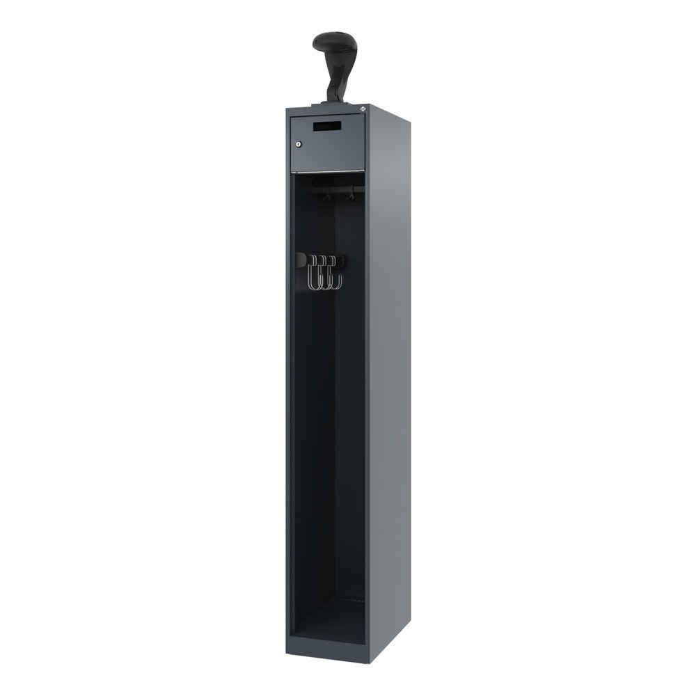 Numéro de l'image du produit 5: C+P Vestiaire pompier PRAKTUS, patins, 1 compartiment, HxlxP 1 850 x 300 x 500 mm, gris anthracite, avec support de casque
