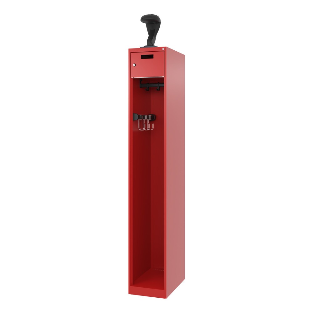 Numéro de l'image du produit 5: C+P Vestiaire pompier PRAKTUS, patins, 1 compartiment, HxlxP 1 850 x 300 x 500 mm, rouge feu, avec support de casque