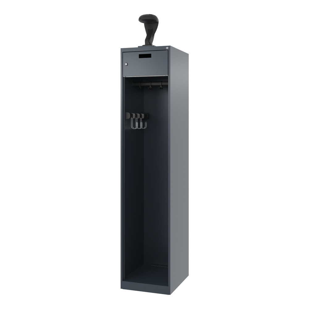 Numéro de l'image du produit 5: C+P Vestiaire pompier PRAKTUS, patins, 1 compartiment, HxlxP 1 850 x 400 x 500 mm, gris anthracite, avec support de casque