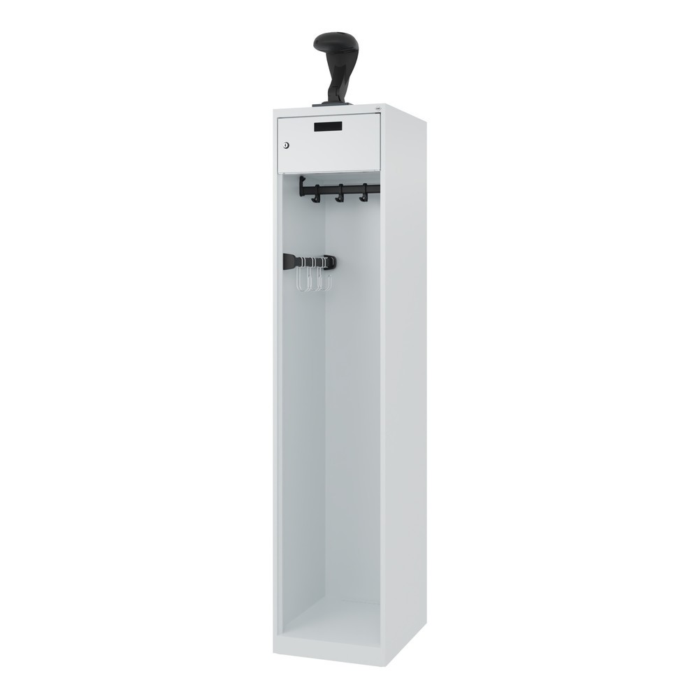 Numéro de l'image du produit 5: C+P Vestiaire pompier PRAKTUS, patins, 1 compartiment, HxlxP 1 850 x 400 x 500 mm, gris clair, avec support de casque