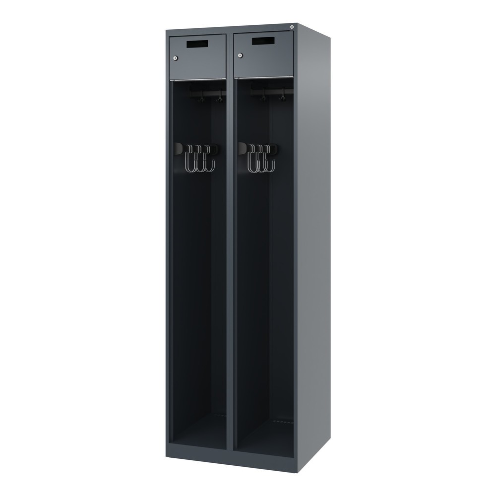 Numéro de l'image du produit 5: C+P Vestiaire pompier PRAKTUS, patins, 2 compartiments, HxlxP 1 850 x 600 x 500 mm, gris anthracite