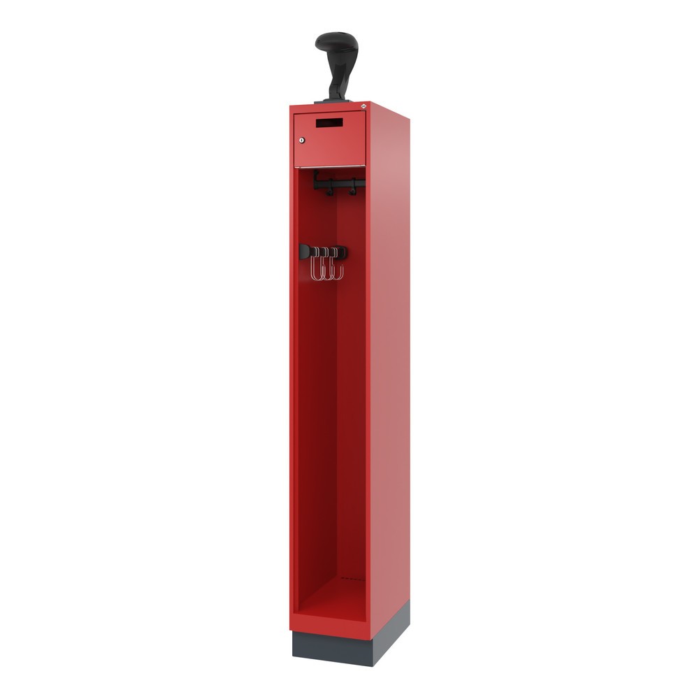 Numéro de l'image du produit 5: C+P Vestiaire pompier PRAKTUS, socle, 1 compartiment, HxlxP 1 850 x 300 x 500 mm, rouge feu, avec support de casque