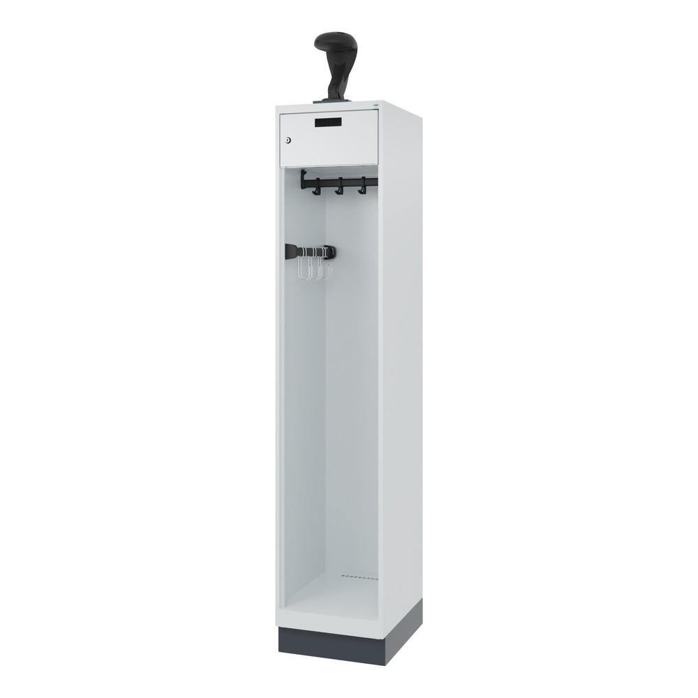 Numéro de l'image du produit 5: C+P Vestiaire pompier PRAKTUS, socle, 1 compartiment, HxlxP 1 850 x 400 x 500 mm, gris clair, avec support de casque