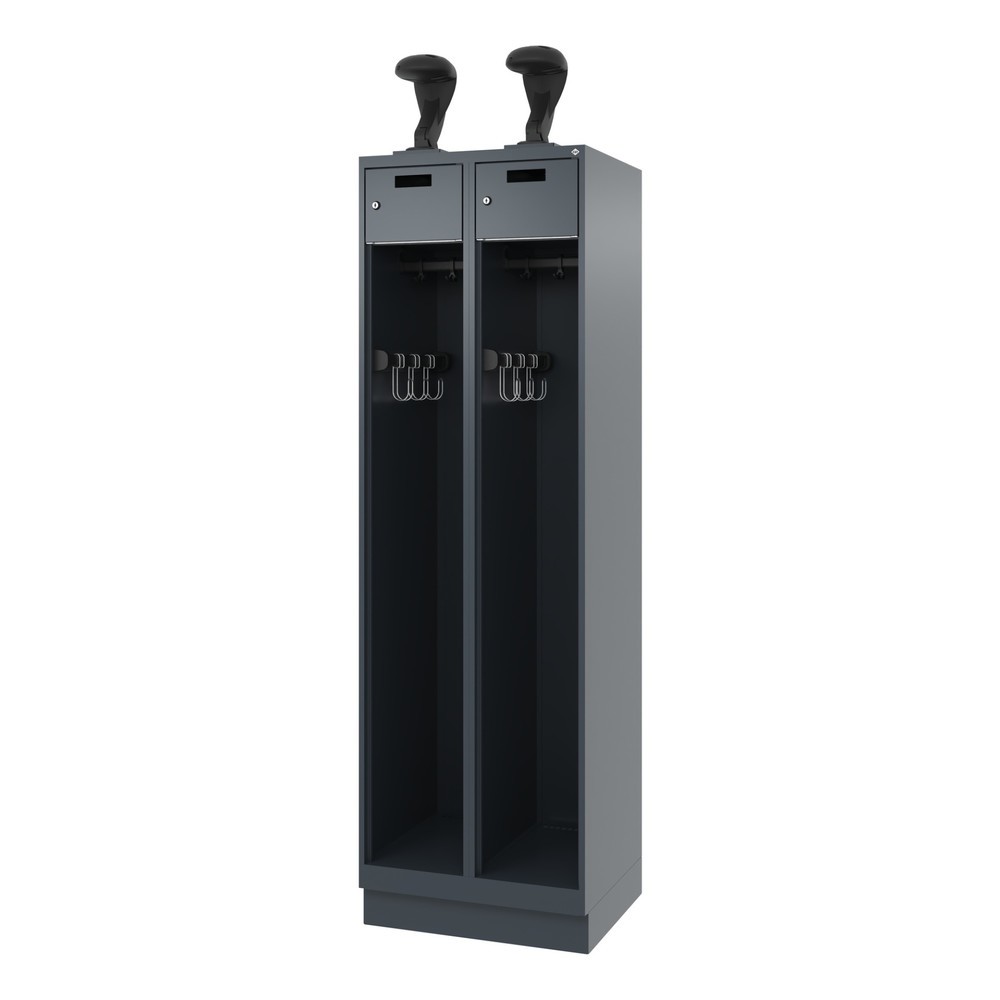 Numéro de l'image du produit 5: C+P Vestiaire pompier PRAKTUS, socle, 2 compartiments, HxlxP 1 850 x 600 x 500 mm, gris anthracite, avec support de casque