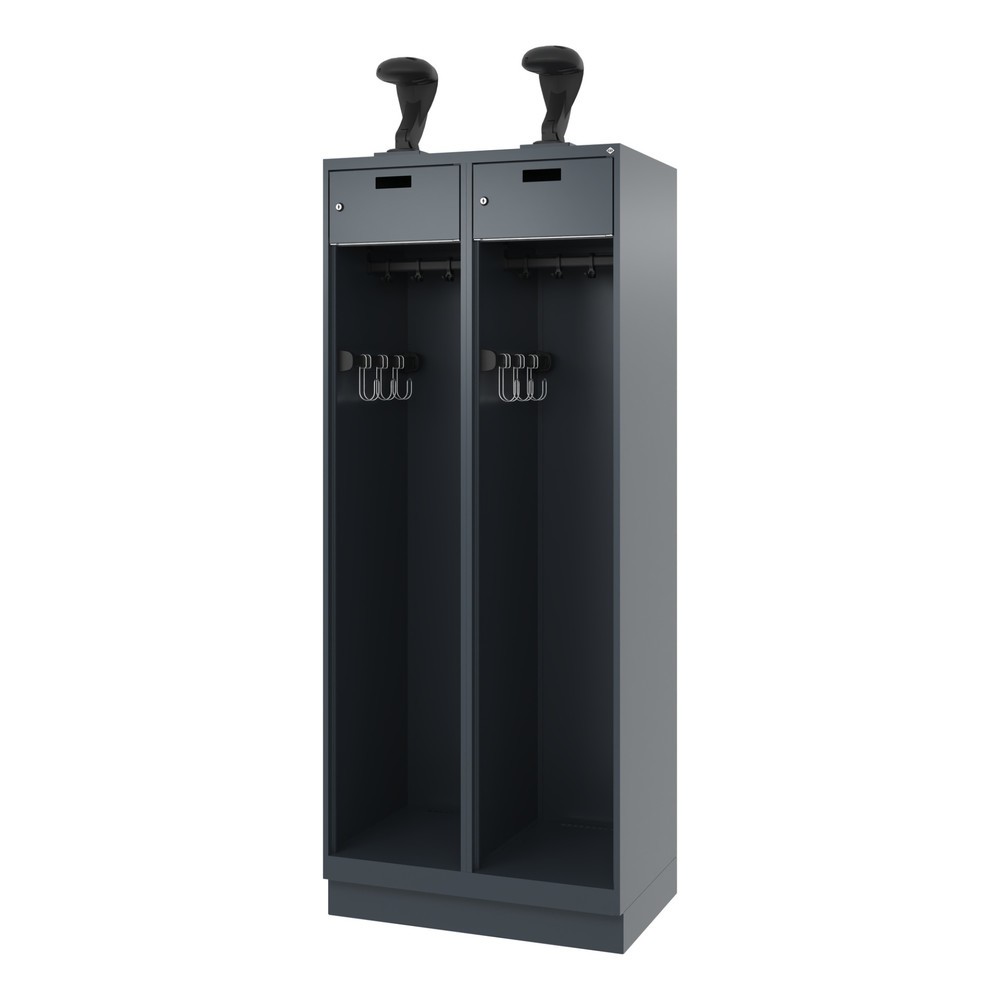 Numéro de l'image du produit 5: C+P Vestiaire pompier PRAKTUS, socle, 2 compartiments, HxlxP 1 850 x 800 x 500 mm, gris anthracite, avec support de casque