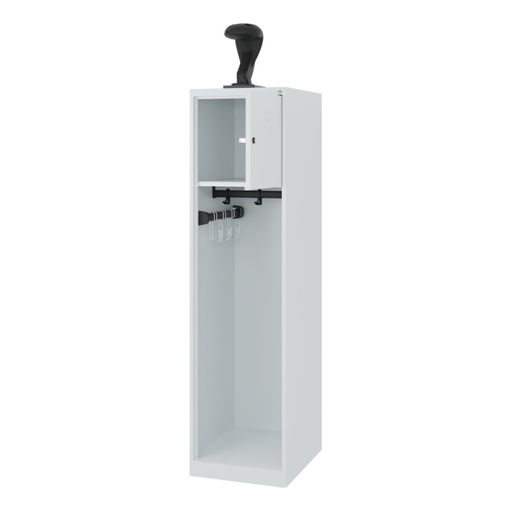 Numéro de l'image du produit 1: C+P Vestiaire pompier YOUNGSTER, patins, 1 compartiment, HxlxP 1 530 x 400 x 500 mm, gris clair, avec support de casque