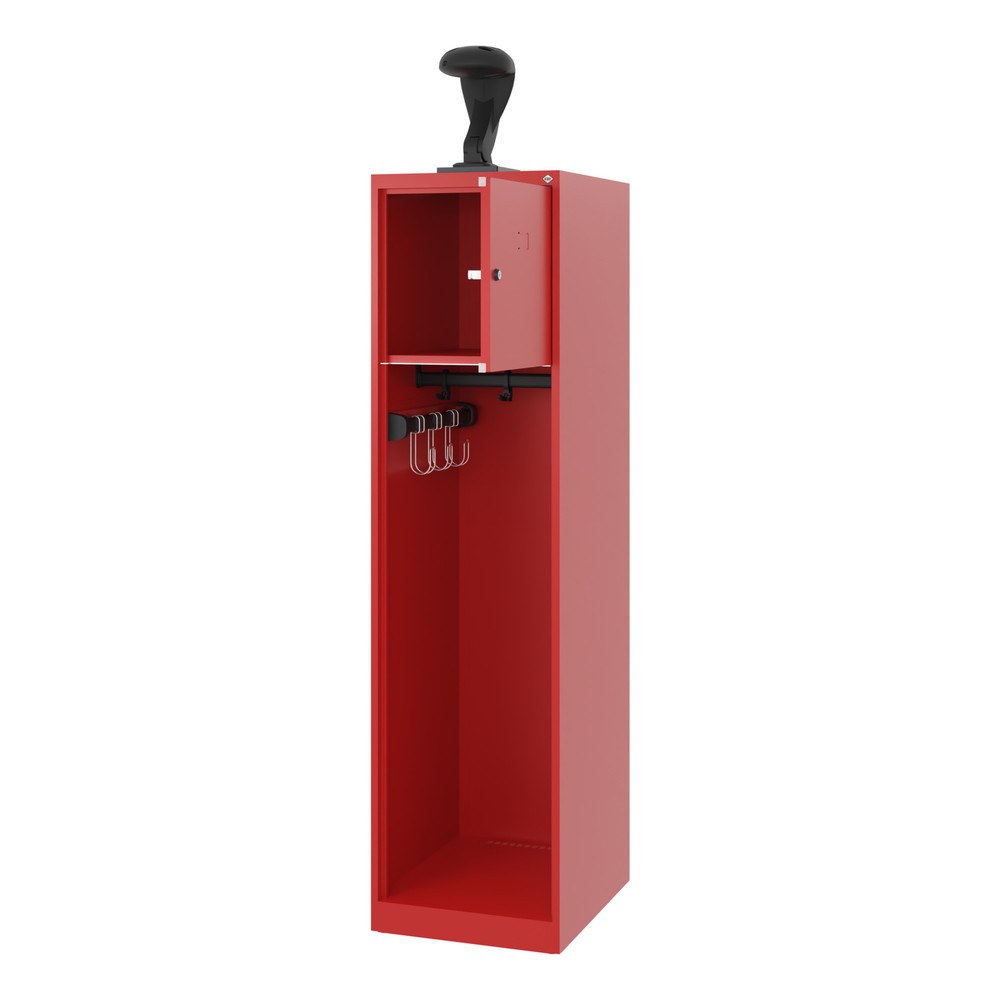 Numéro de l'image du produit 1: C+P Vestiaire pompier YOUNGSTER, patins, 1 compartiment, HxlxP 1 530 x 400 x 500 mm, rouge feu, avec support de casque