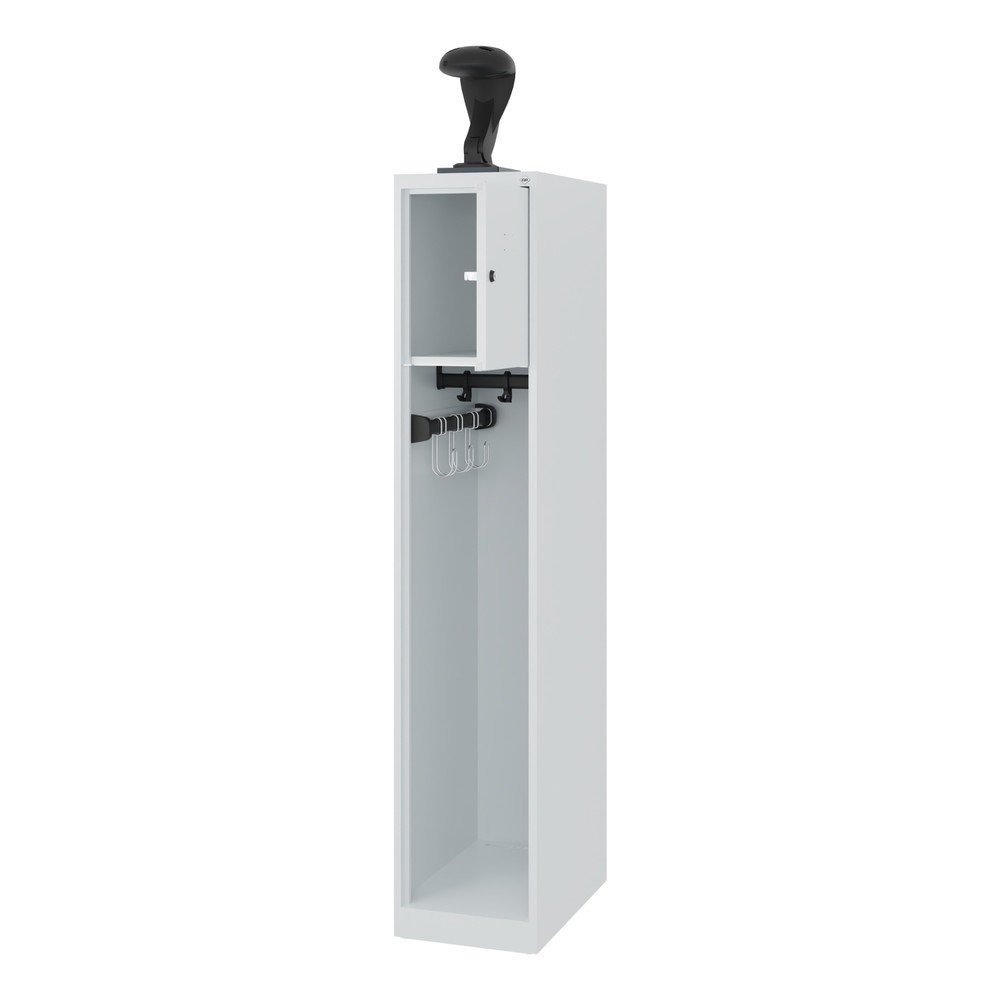 Numéro de l'image du produit 1: C+P Vestiaire pompier YOUNGSTER, patins, 1 compartiment, HxlxP 1 530 x 300 x 500 mm, gris clair, avec support de casque