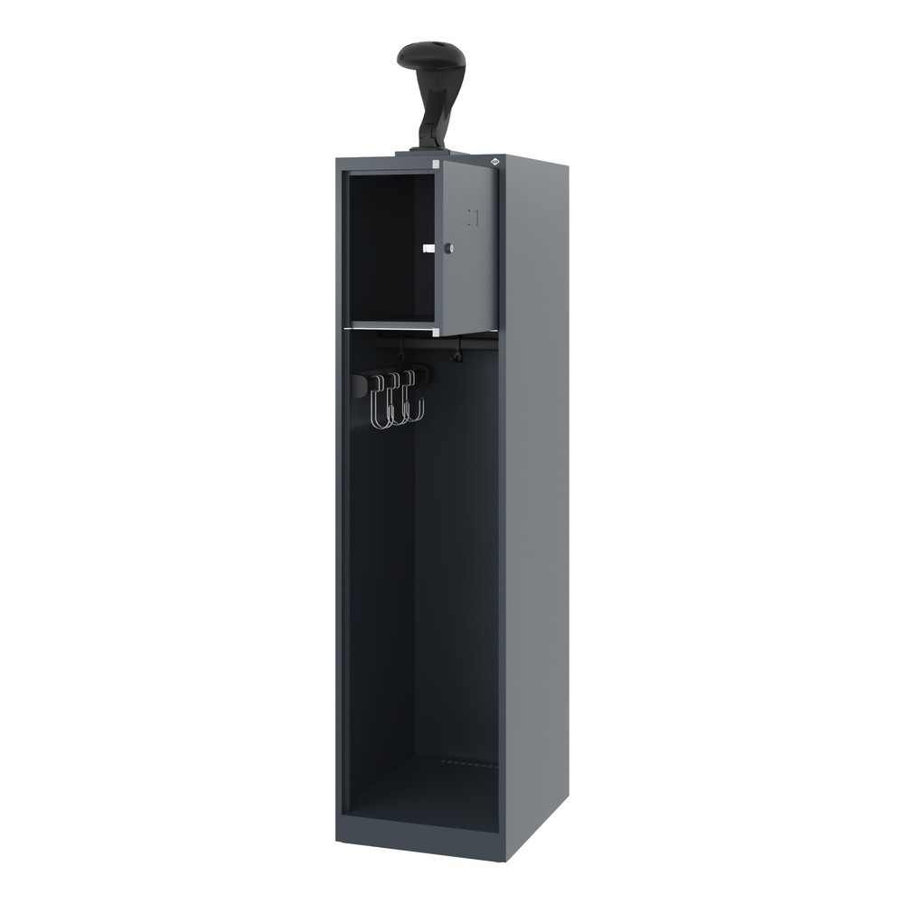 Numéro de l'image du produit 1: C+P Vestiaire pompier YOUNGSTER, patins, 1 compartiment, HxlxP 1 530 x 400 x 500 mm, gris anthracite, avec support de casque