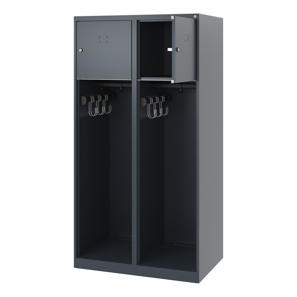 Numéro de l'image du produit 1: C+P Vestiaire pompier YOUNGSTER, patins, 2 compartiments, HxlxP 1 530 x 800 x 500 mm, gris anthracite