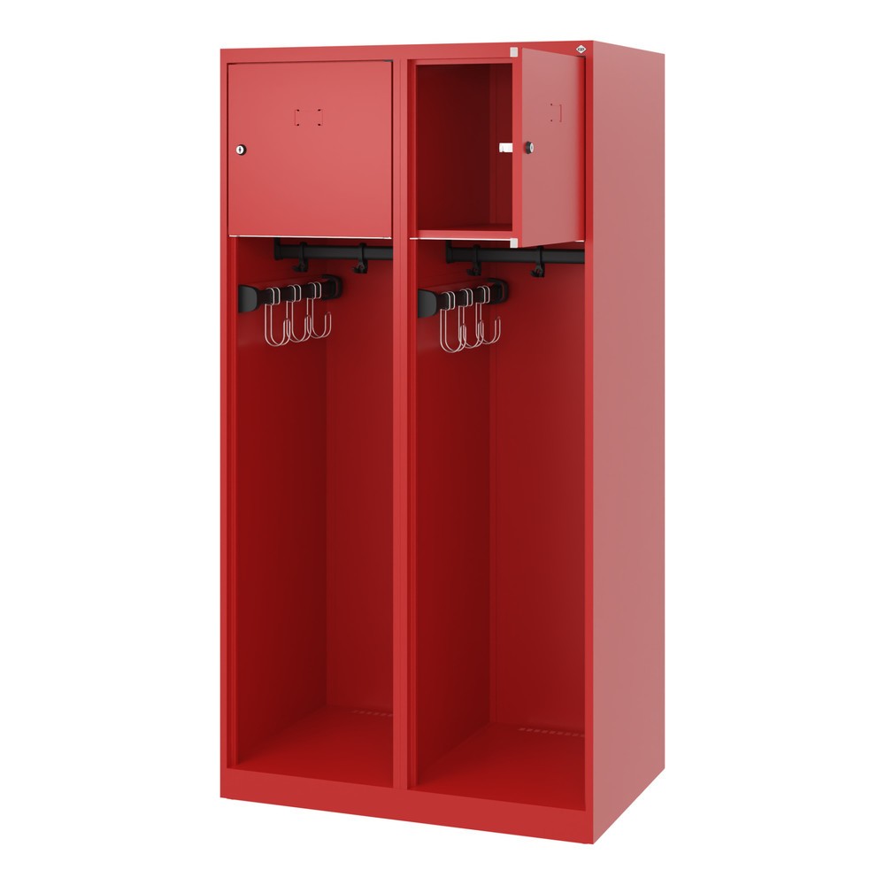 Numéro de l'image du produit 1: C+P Vestiaire pompier YOUNGSTER, patins, 2 compartiments, HxlxP 1 530 x 800 x 500 mm, rouge feu