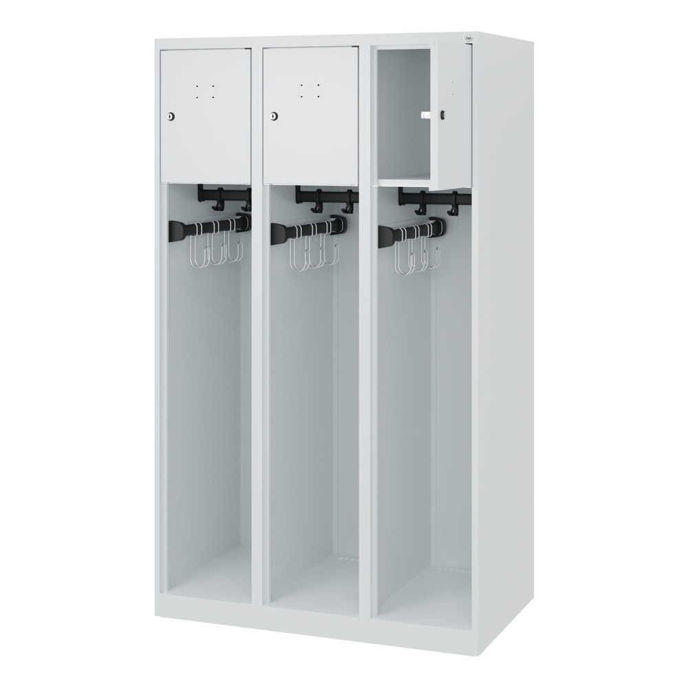 Numéro de l'image du produit 1: C+P Vestiaire pompier YOUNGSTER, patins, 3 compartiments, HxlxP 1 530 x 900 x 500 mm, gris clair