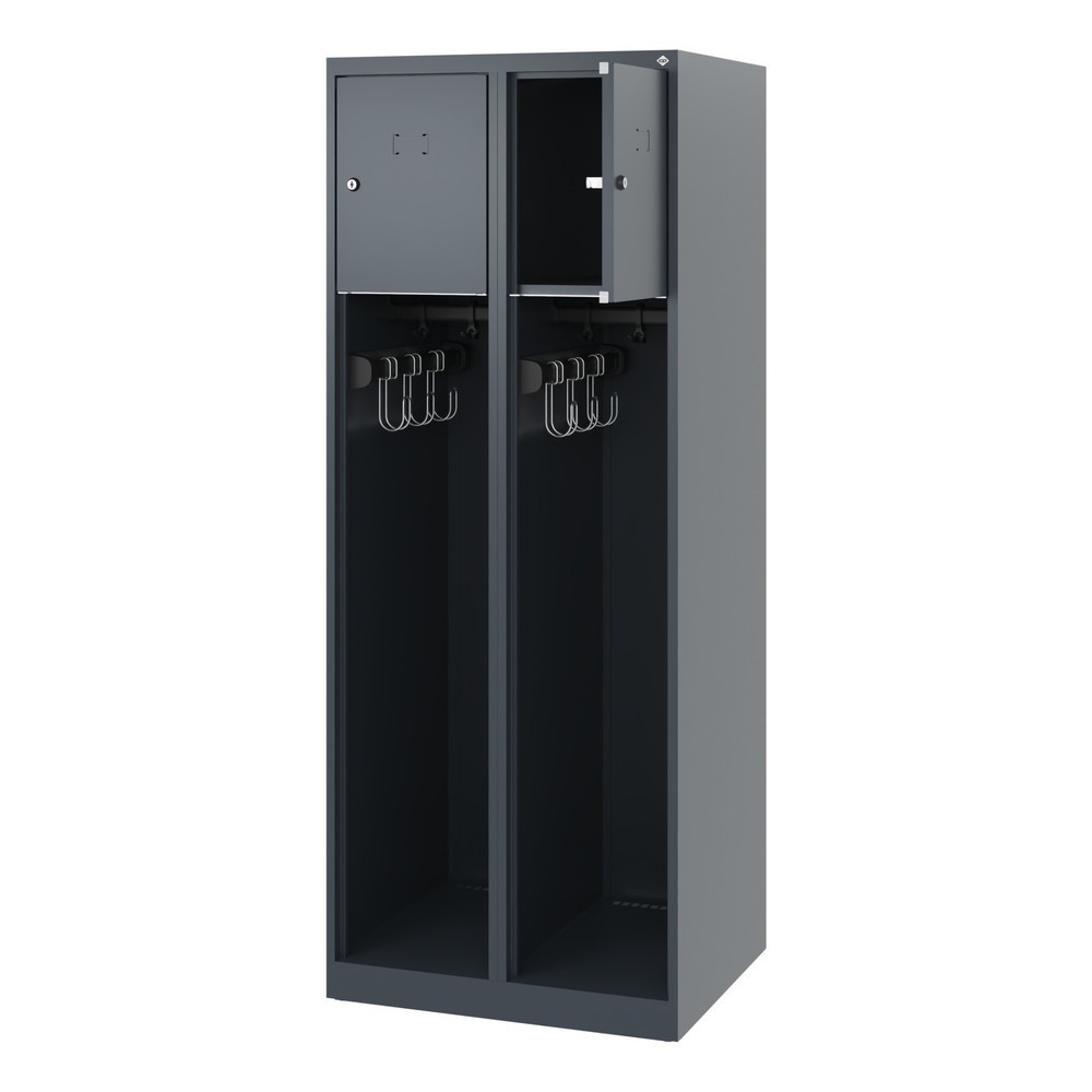 N° de l'image du produit 1 : C+P Vestiaire pompier YOUNGSTER, patins, 2 compartiments, HxlxP 1 530 x 600 x 500 mm, gris anthracite