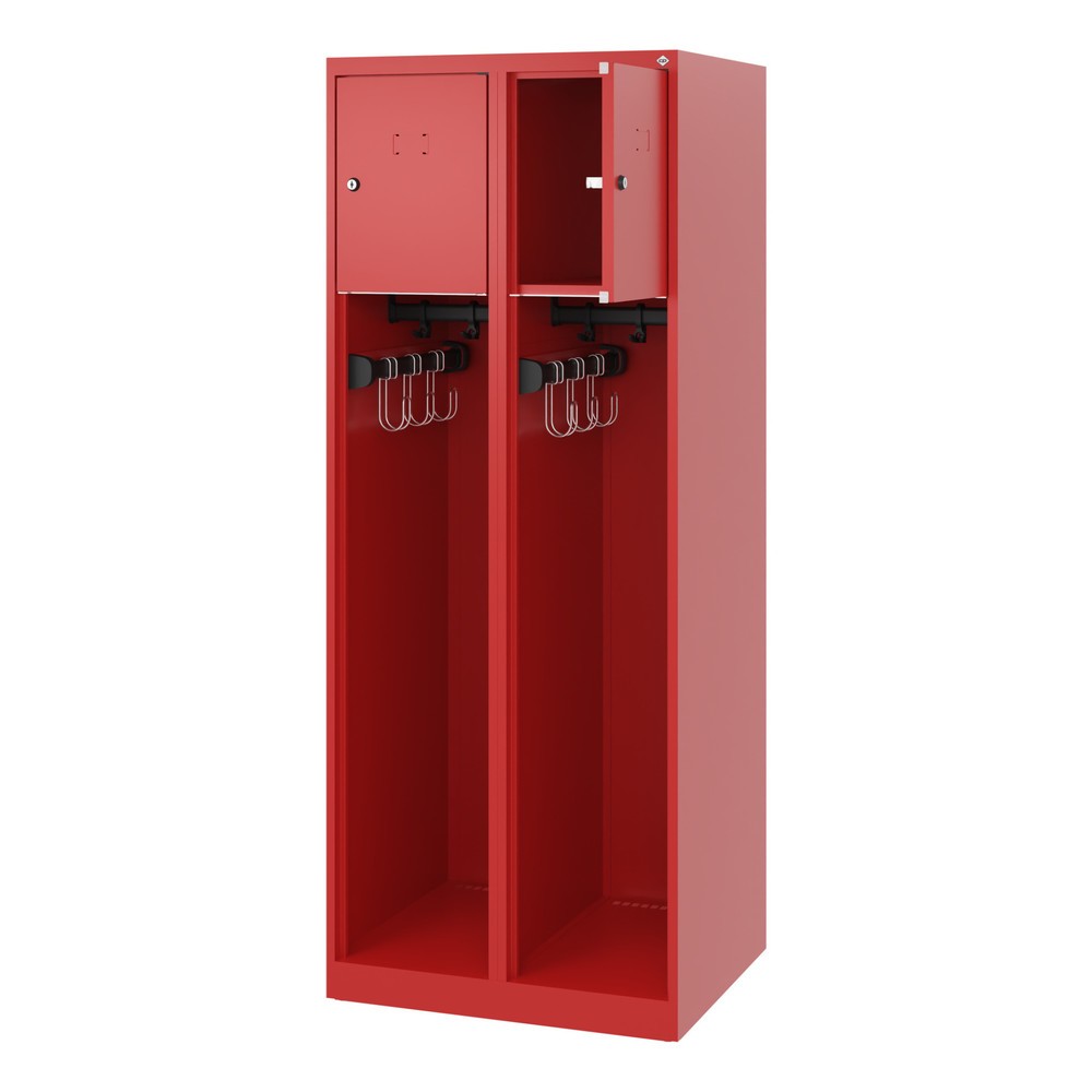Numéro de l'image du produit 1: C+P Vestiaire pompier YOUNGSTER, patins, 2 compartiments, HxlxP 1 530 x 600 x 500 mm, rouge feu