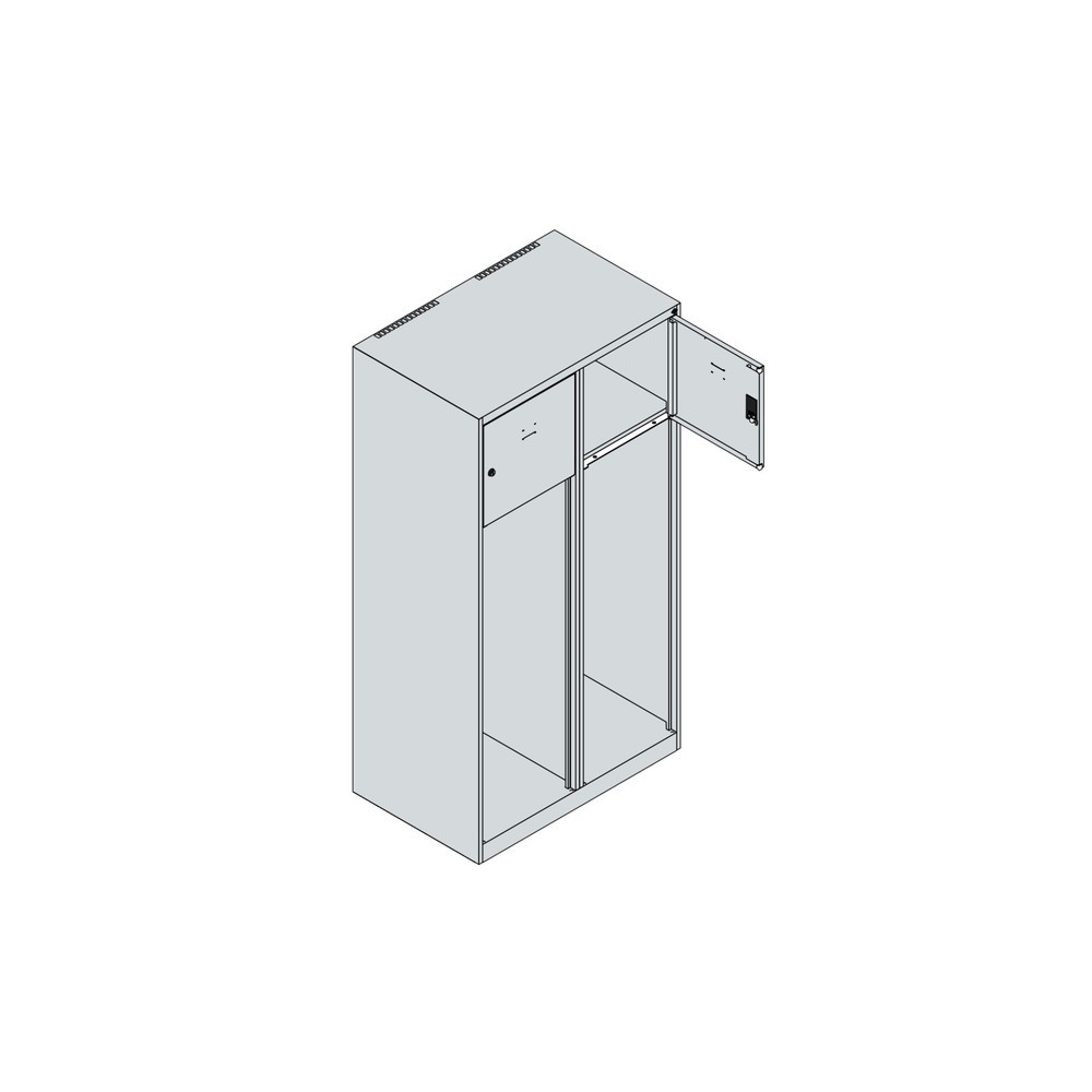 Numéro de l'image du produit 4: C+P Vestiaire pompier YOUNGSTER, socle, 2 compartiments, HxlxP 1 530 x 800 x 500 mm, gris clair, avec support de casque