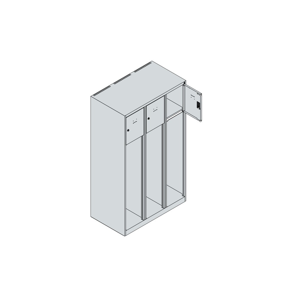 Numéro de l'image du produit 4: C+P Vestiaire pompier YOUNGSTER, socle, 3 compartiments, HxlxP 1 530 x 900 x 500 mm, gris clair, avec support de casque