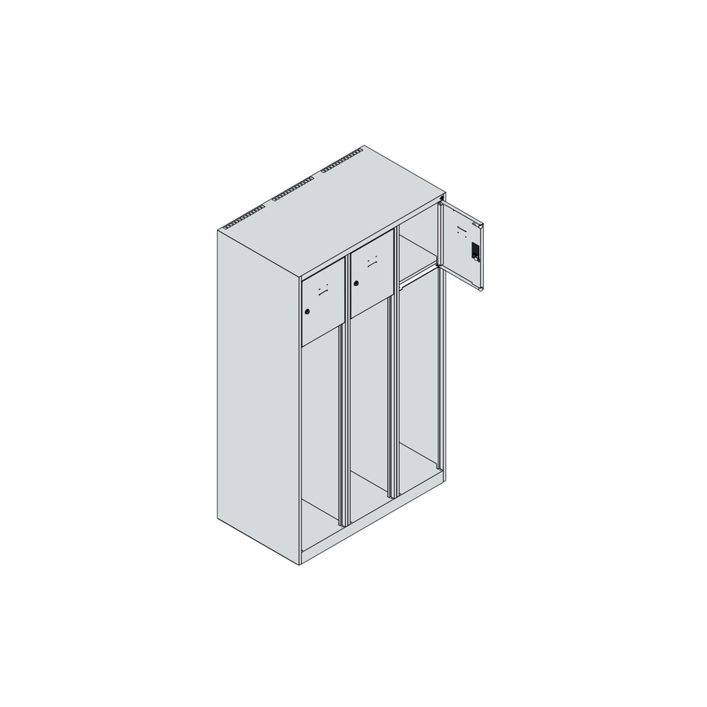 C+P Vestiaire pompier YOUNGSTER, patins, 3 compartiments, HxlxP 1 530 x 900 x 500 mm, gris anthracite, avec support de casque N° de l'image du produit 4 : C+P Vestiaire pompier YOUNGSTER, patins, 3 compartiments, HxlxP 1 530 x 900 x 500 mm, gris anthracite, avec support de casque