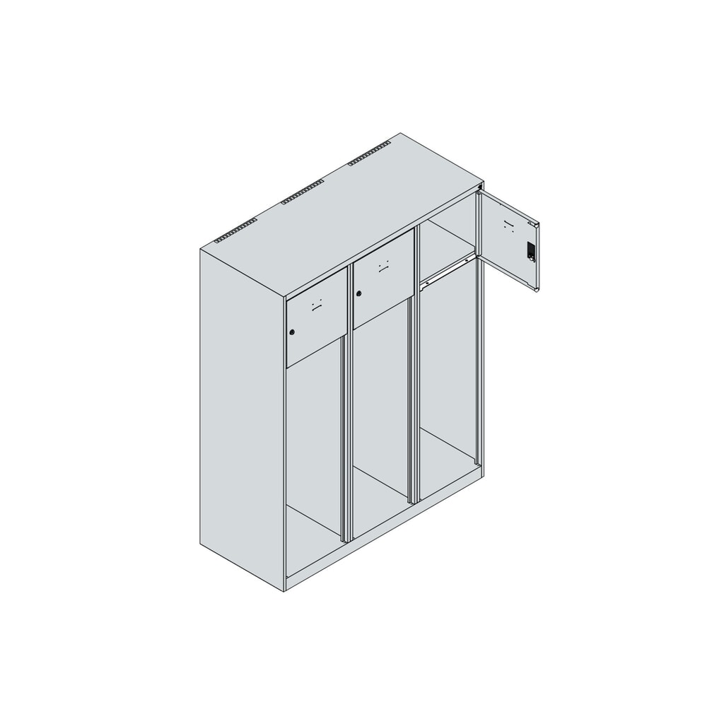 C+P Vestiaire pompier YOUNGSTER, pieds, 3 compartiments, HxlxP 1 530 x 1 200 x 500 mm, gris clair, avec support de casque N° de l'image du produit 4 : C+P Vestiaire pompier YOUNGSTER, pieds, 3 compartiments, HxlxP 1 530 x 1 200 x 500 mm, gris clair, avec support de casque