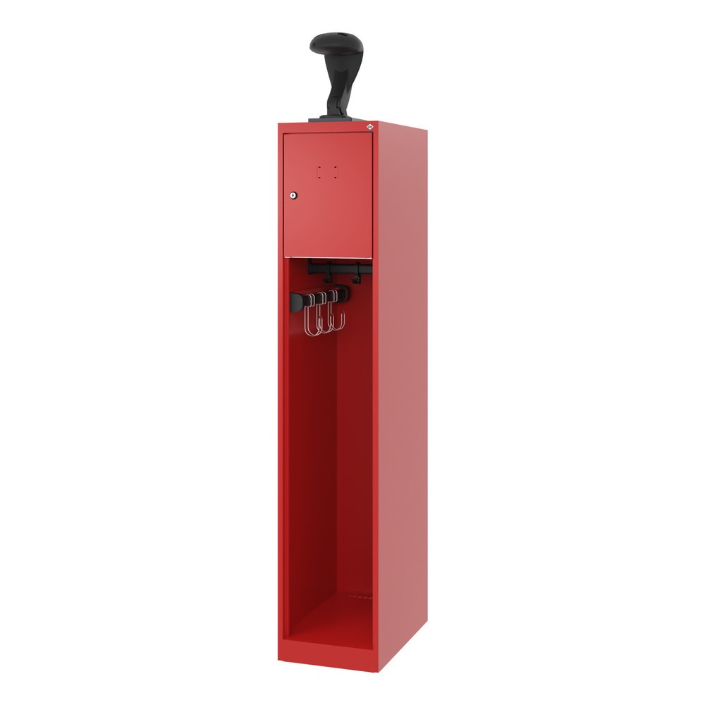 Numéro de l'image du produit 5: C+P Vestiaire pompier YOUNGSTER, patins, 1 compartiment, HxlxP 1 530 x 300 x 500 mm, rouge feu, avec support de casque