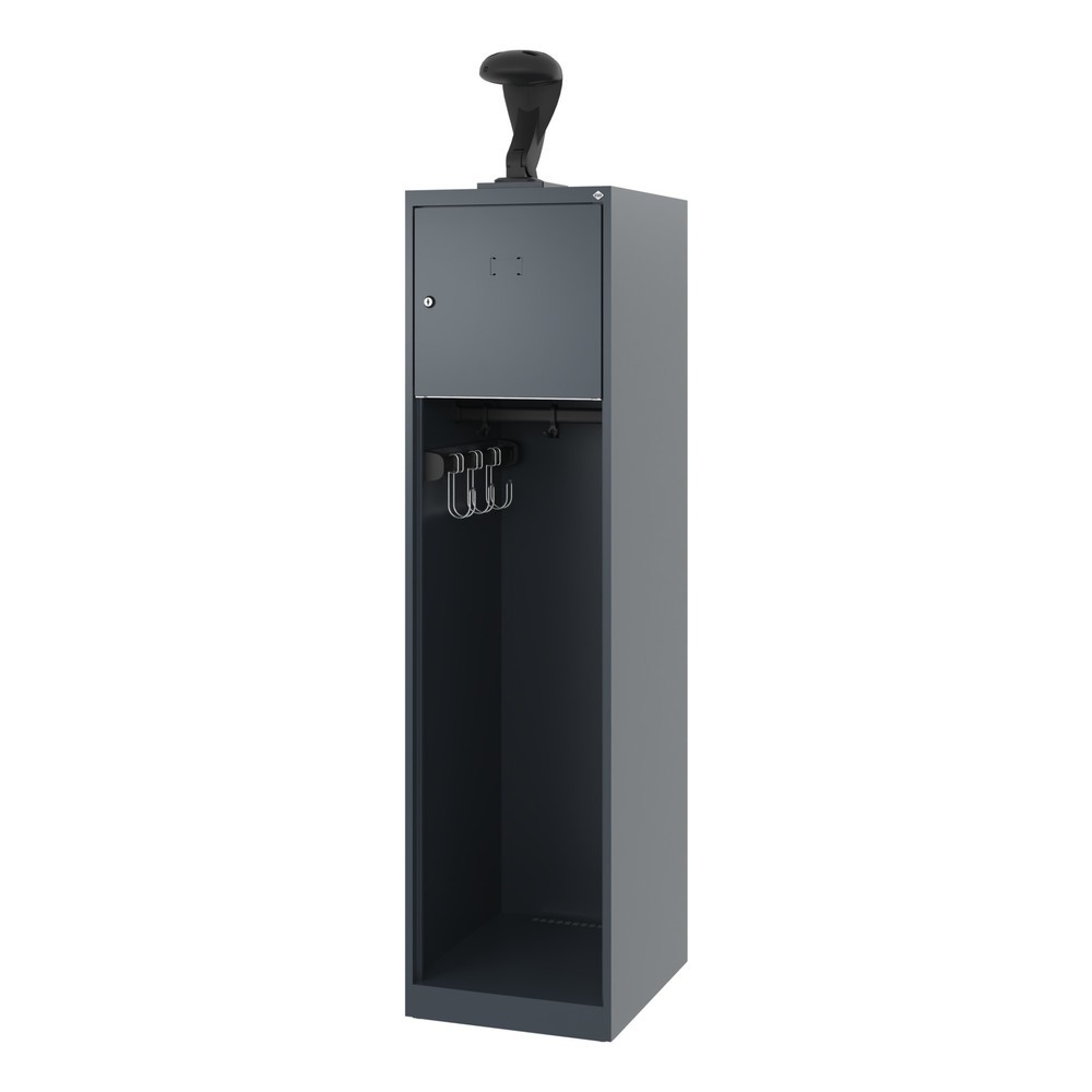 Numéro de l'image du produit 5: C+P Vestiaire pompier YOUNGSTER, patins, 1 compartiment, HxlxP 1 530 x 400 x 500 mm, gris anthracite, avec support de casque