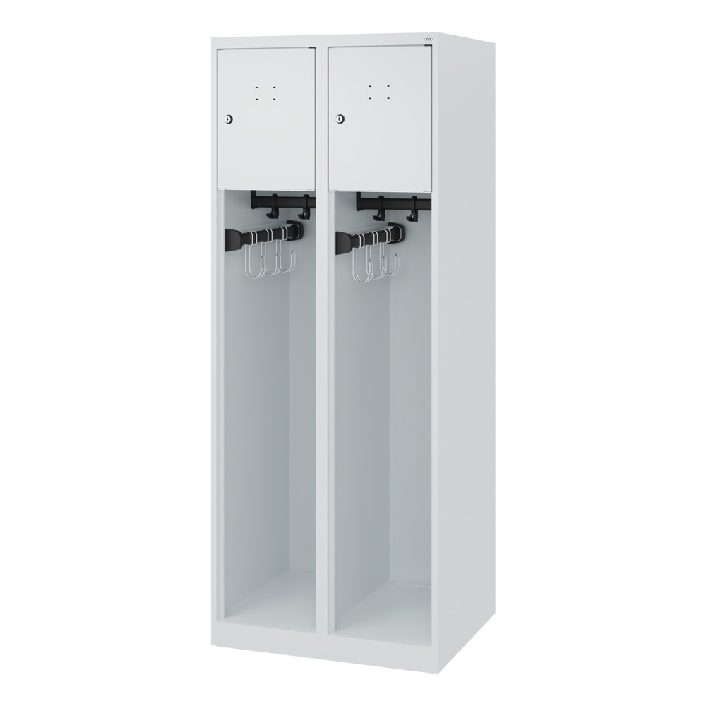 Numéro de l'image du produit 5: C+P Vestiaire pompier YOUNGSTER, patins, 2 compartiments, HxlxP 1 530 x 600 x 500 mm, gris clair