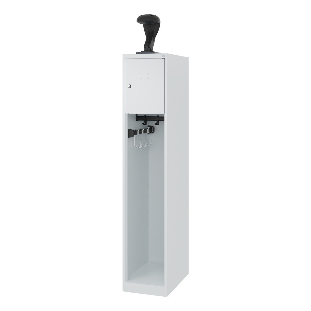 Numéro de l'image du produit 5: C+P Vestiaire pompier YOUNGSTER, patins, 1 compartiment, HxlxP 1 530 x 300 x 500 mm, gris clair, avec support de casque