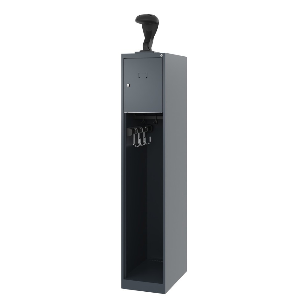 Numéro de l'image du produit 5: C+P Vestiaire pompier YOUNGSTER, patins, 1 compartiment, HxlxP 1 530 x 300 x 500 mm, gris anthracite, avec support de casque