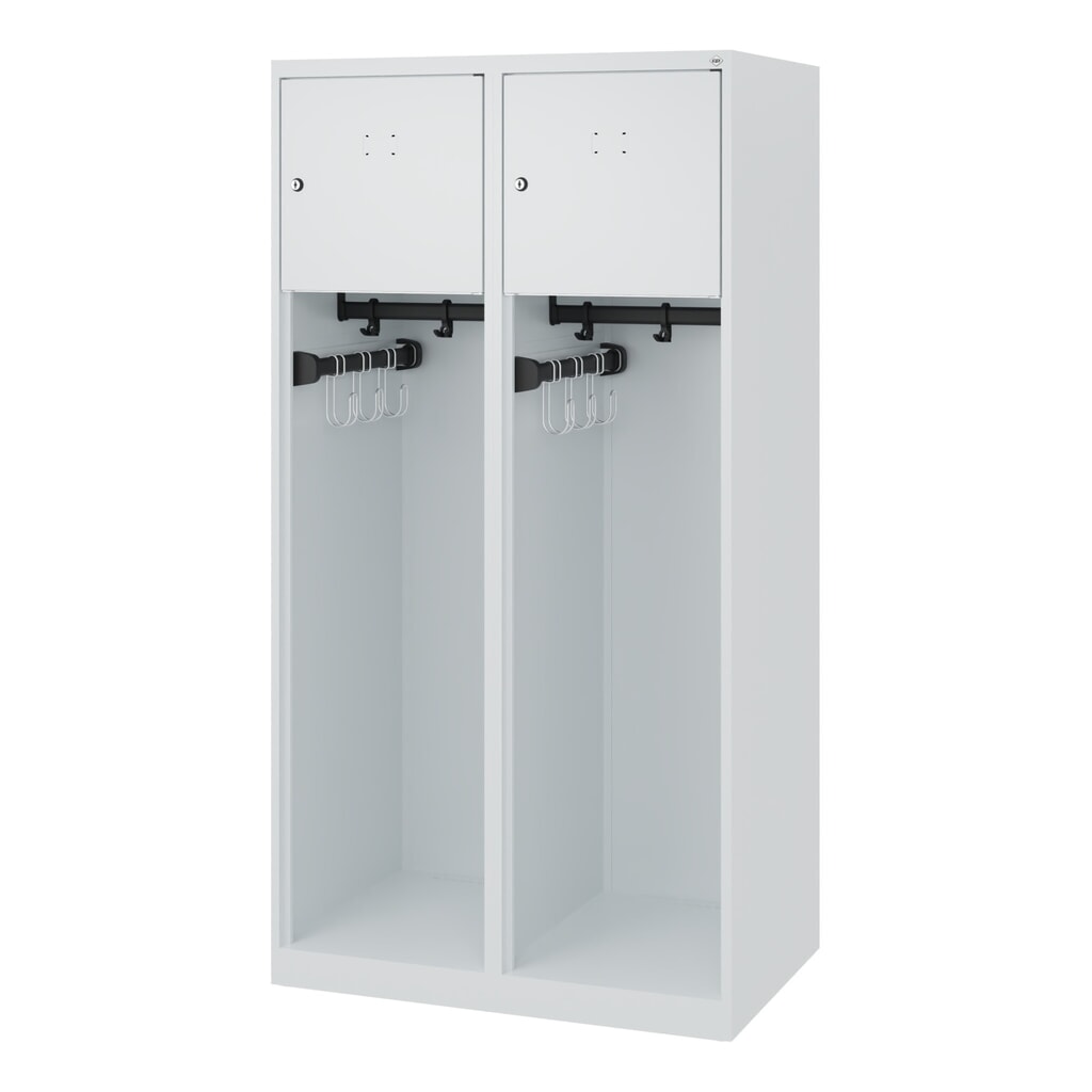 N° de l'image du produit 5 : C+P Vestiaire pompier YOUNGSTER, patins, 2 compartiments, HxlxP 1 530 x 800 x 500 mm, gris clair
