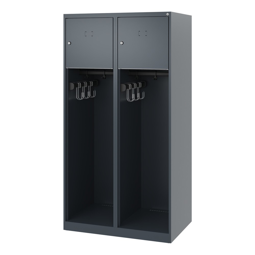 Numéro de l'image du produit 5: C+P Vestiaire pompier YOUNGSTER, patins, 2 compartiments, HxlxP 1 530 x 800 x 500 mm, gris anthracite