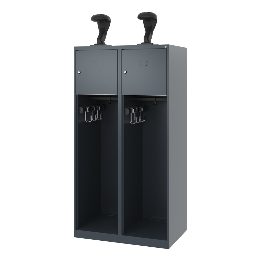 Numéro de l'image du produit 5: C+P Vestiaire pompier YOUNGSTER, patins, 2 compartiments, HxlxP 1 530 x 800 x 500 mm, gris anthracite, avec support de casque