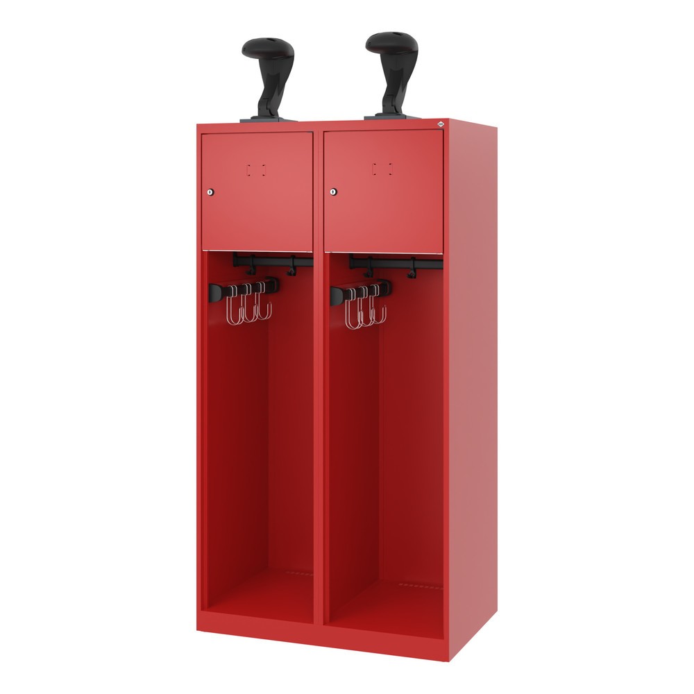 Numéro de l'image du produit 5: C+P Vestiaire pompier YOUNGSTER, patins, 2 compartiments, HxlxP 1 530 x 800 x 500 mm, rouge feu, avec support de casque