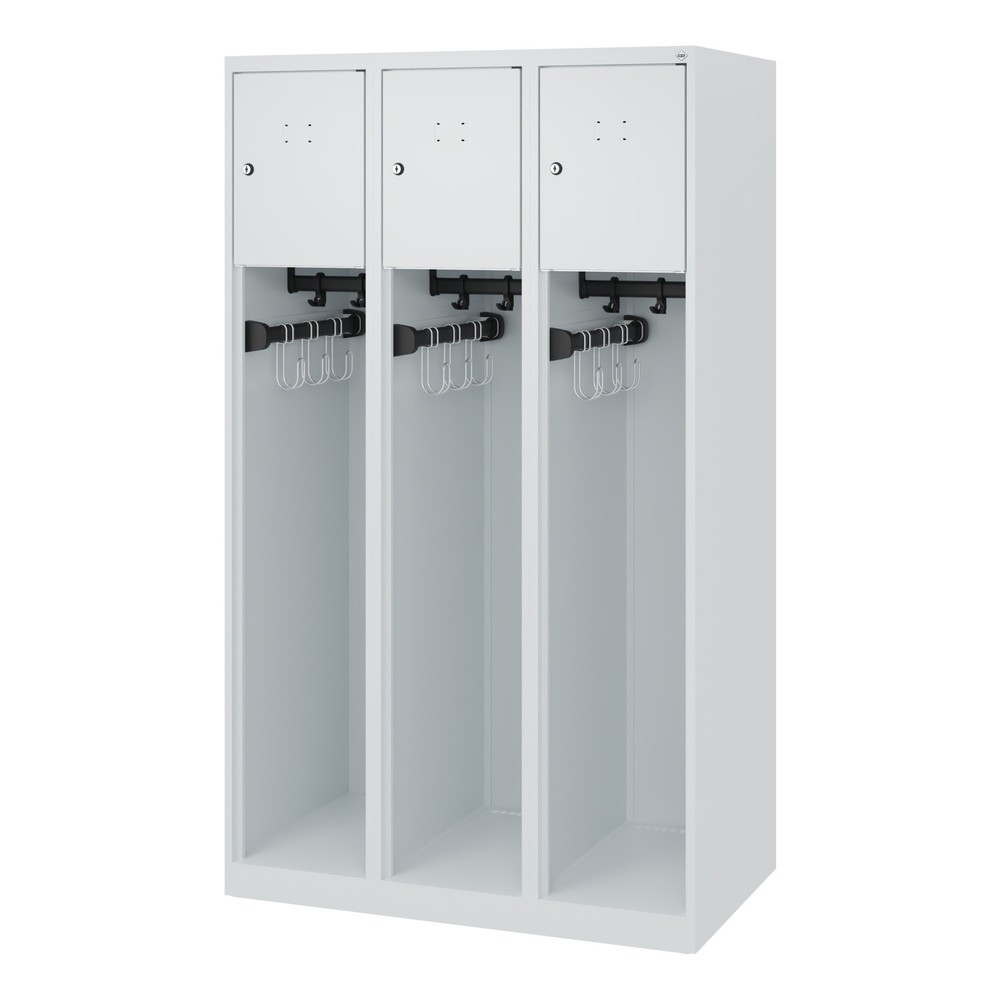 Numéro de l'image du produit 5: C+P Vestiaire pompier YOUNGSTER, patins, 3 compartiments, HxlxP 1 530 x 900 x 500 mm, gris clair