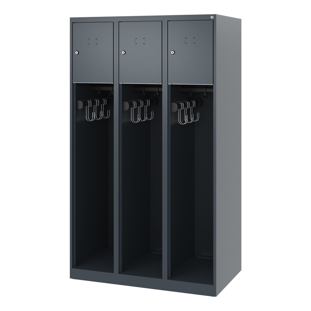 Numéro de l'image du produit 5: C+P Vestiaire pompier YOUNGSTER, patins, 3 compartiments, HxlxP 1 530 x 900 x 500 mm, gris anthracite