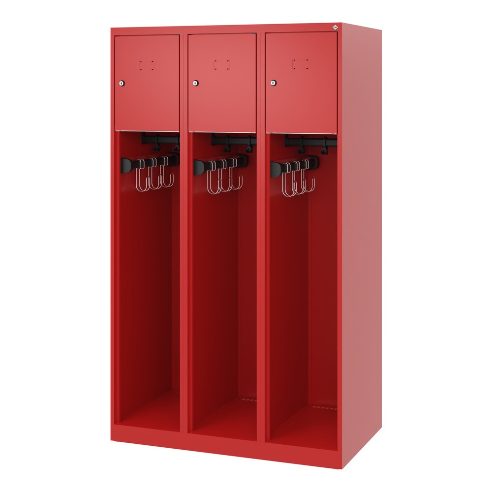 Numéro de l'image du produit 5: C+P Vestiaire pompier YOUNGSTER, patins, 3 compartiments, HxlxP 1 530 x 900 x 500 mm, rouge feu