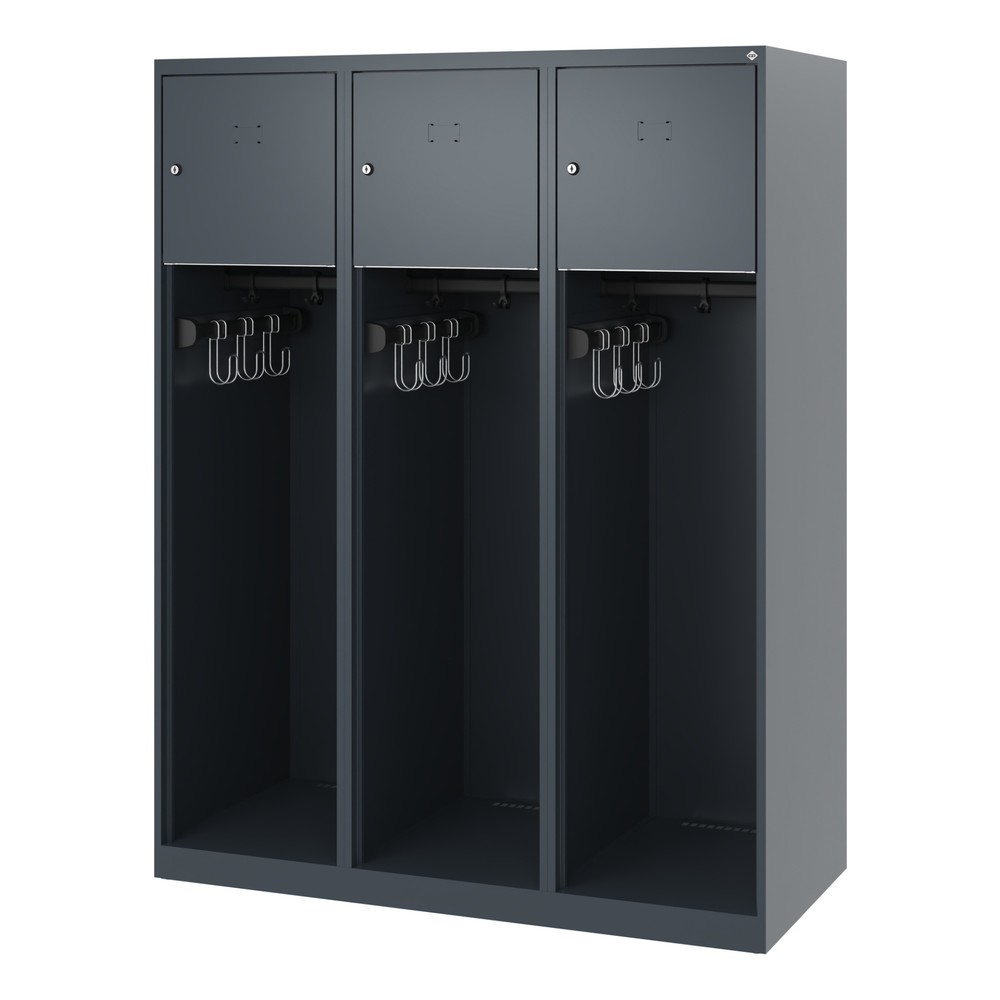 Numéro de l'image du produit 5: C+P Vestiaire pompier YOUNGSTER, patins, 3 compartiments, HxlxP 1 530 x 1 200 x 500 mm, gris anthracite