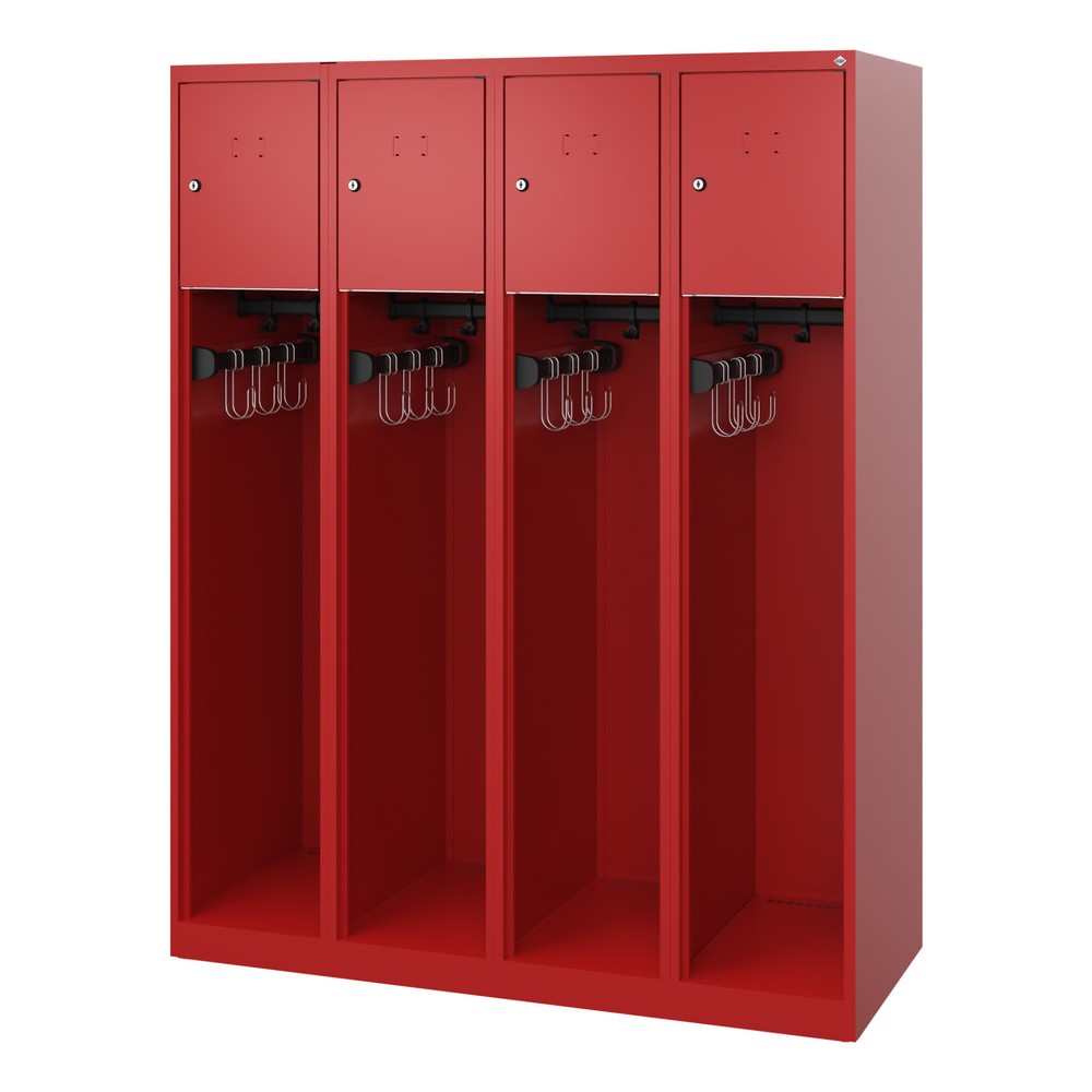 Numéro de l'image du produit 4: C+P Vestiaire pompier YOUNGSTER, patins, 4 compartiments, HxlxP 1 530 x 1 200 x 500 mm, rouge feu