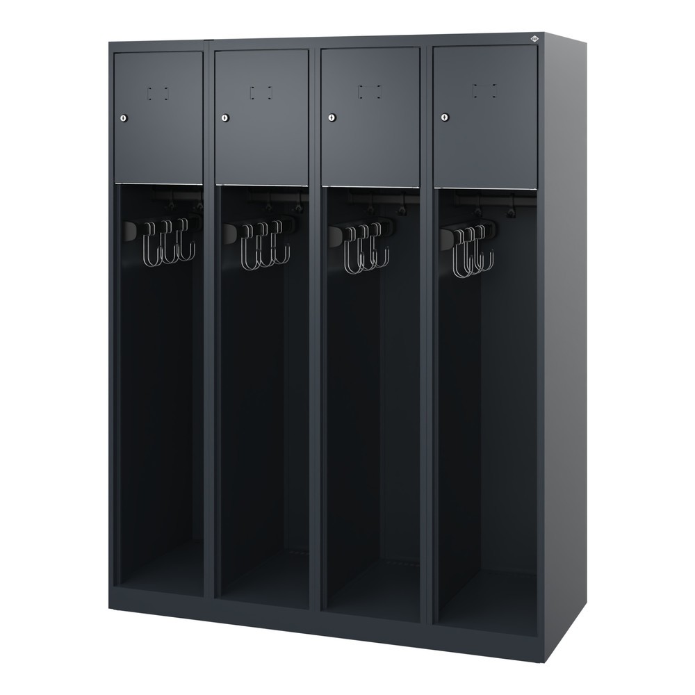 Numéro de l'image du produit 4: C+P Vestiaire pompier YOUNGSTER, patins, 4 compartiments, HxlxP 1 530 x 1 200 x 500 mm, gris anthracite