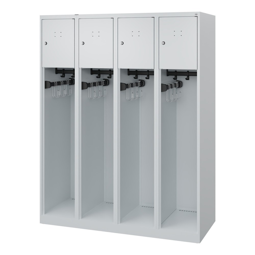 Numéro de l'image du produit 4: C+P Vestiaire pompier YOUNGSTER, patins, 4 compartiments, HxlxP 1 530 x 1 200 x 500 mm, gris clair