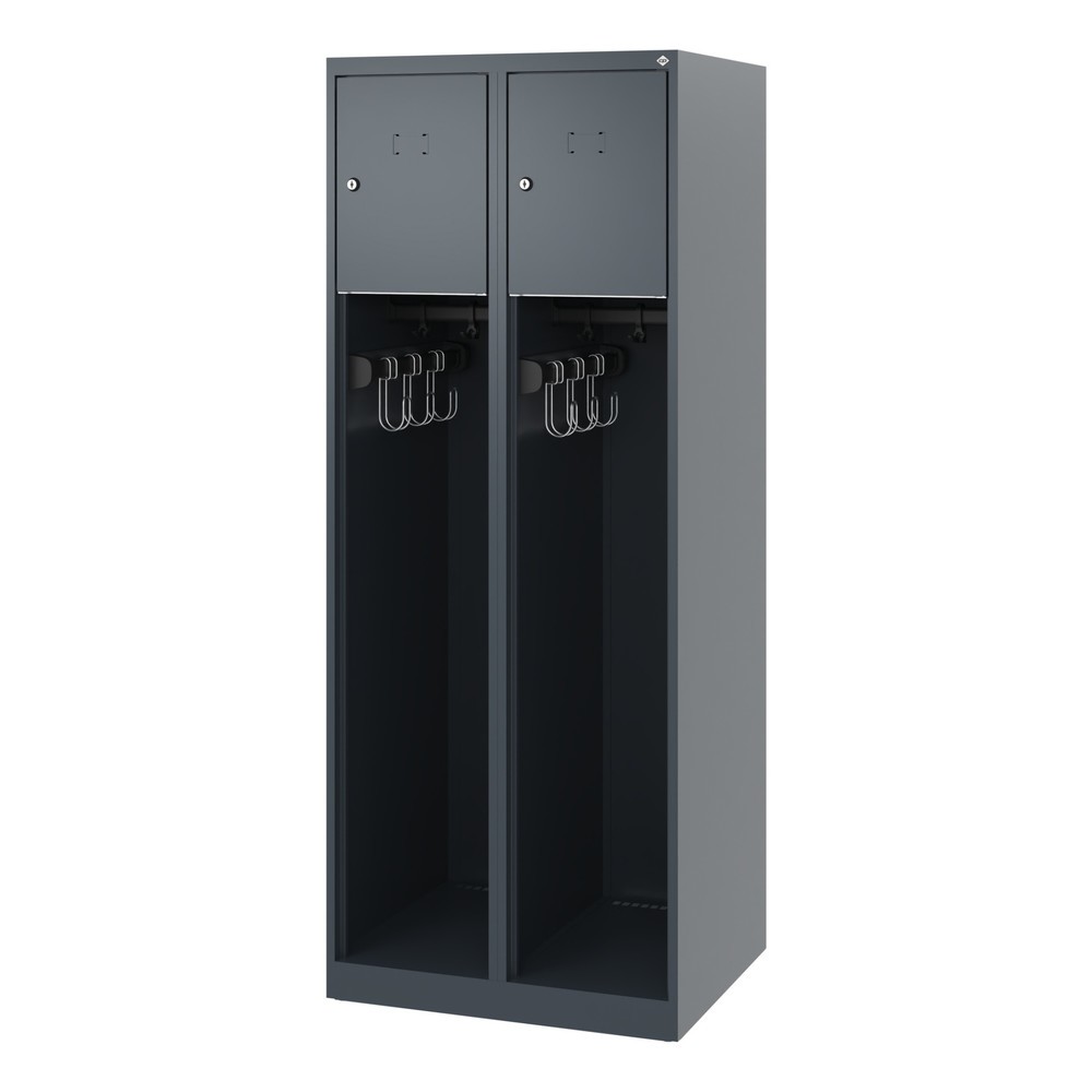 N° de l'image du produit 5 : C+P Vestiaire pompier YOUNGSTER, patins, 2 compartiments, HxlxP 1 530 x 600 x 500 mm, gris anthracite