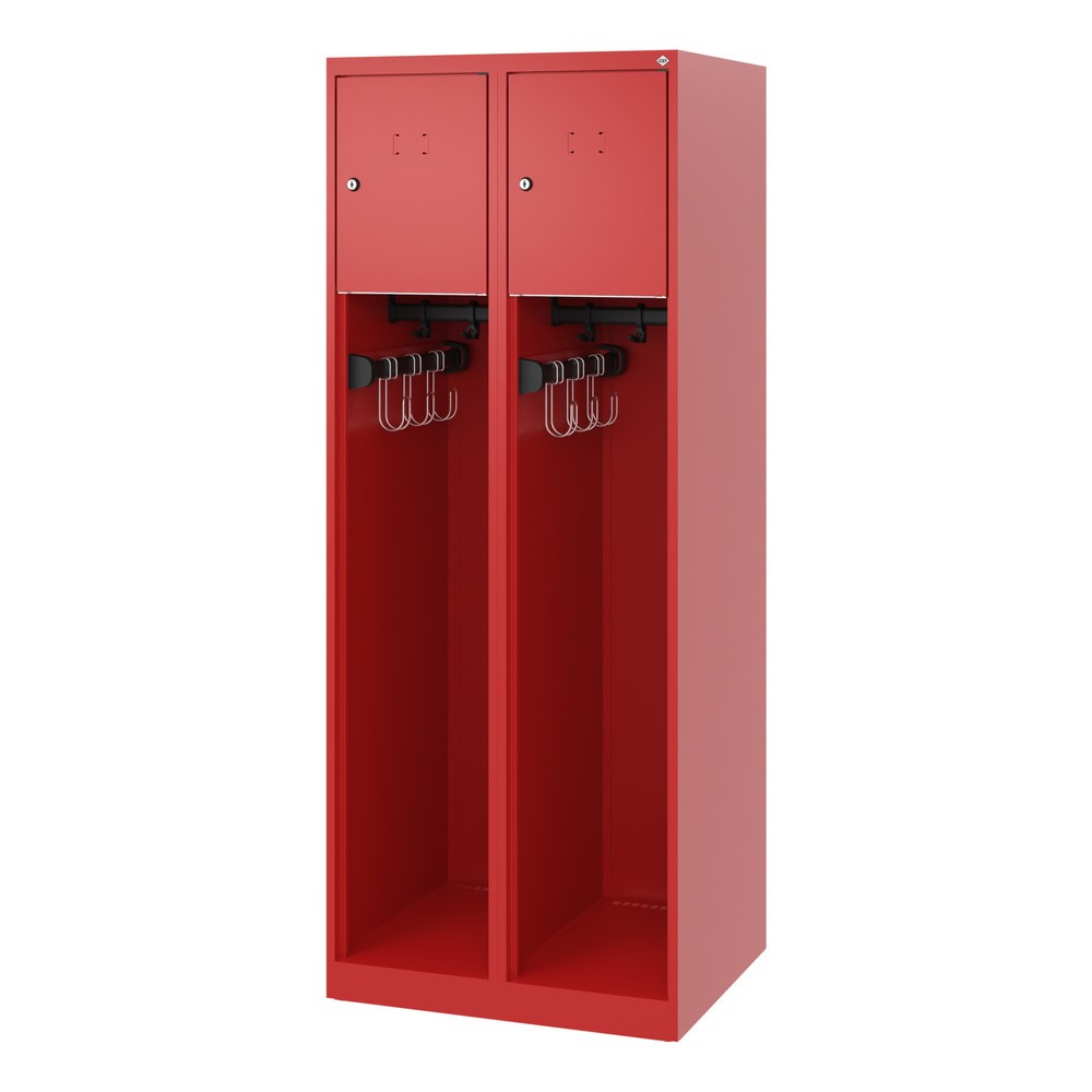 Numéro de l'image du produit 5: C+P Vestiaire pompier YOUNGSTER, patins, 2 compartiments, HxlxP 1 530 x 600 x 500 mm, rouge feu