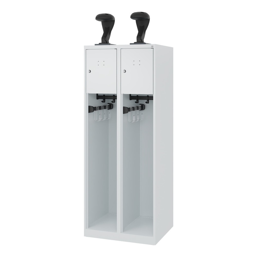 Numéro de l'image du produit 5: C+P Vestiaire pompier YOUNGSTER, patins, 2 compartiments, HxlxP 1 530 x 600 x 500 mm, gris clair, avec support de casque